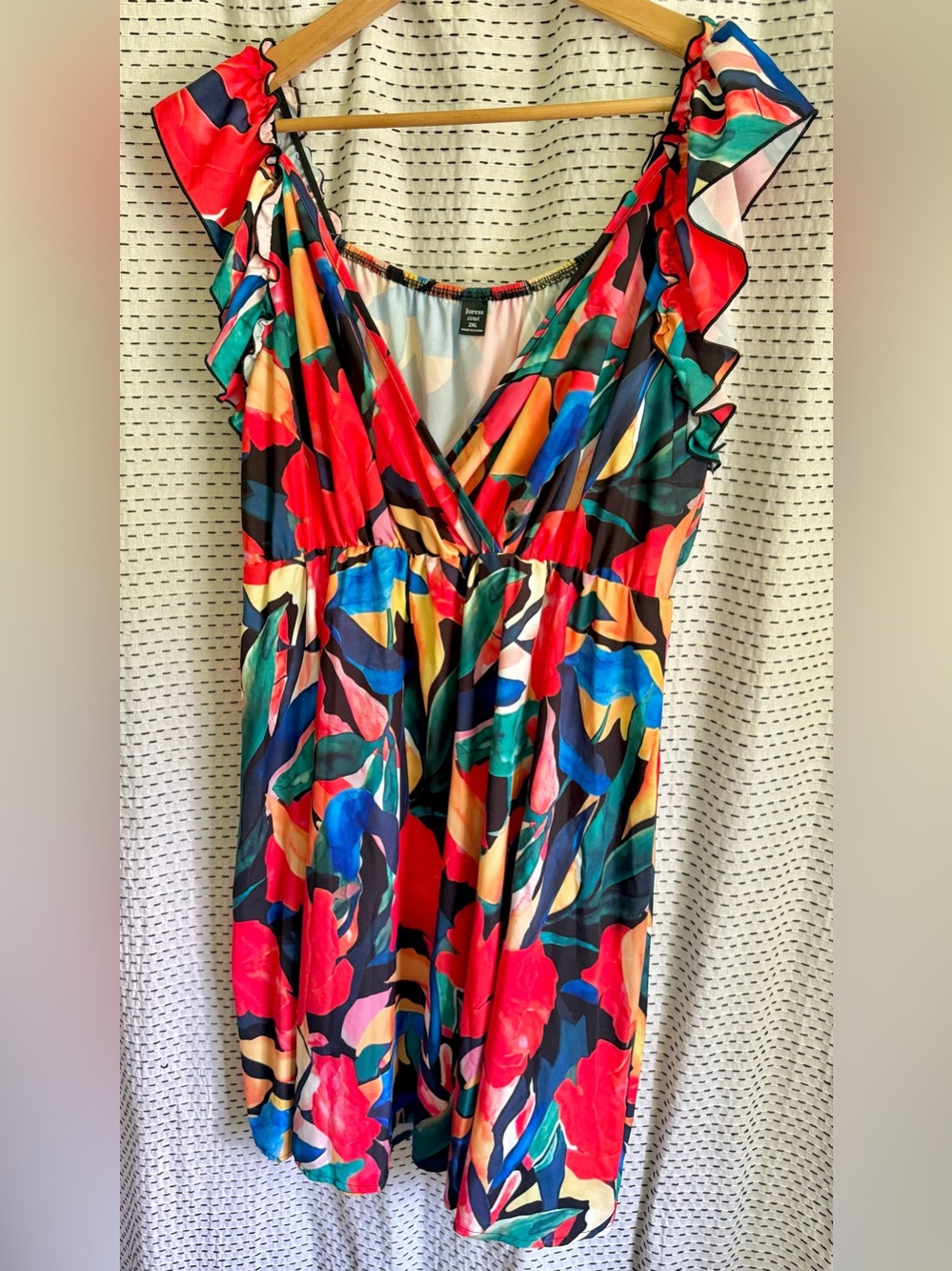 Bright Floral Summer Vacation Flutter Sleeve lightweight Dress